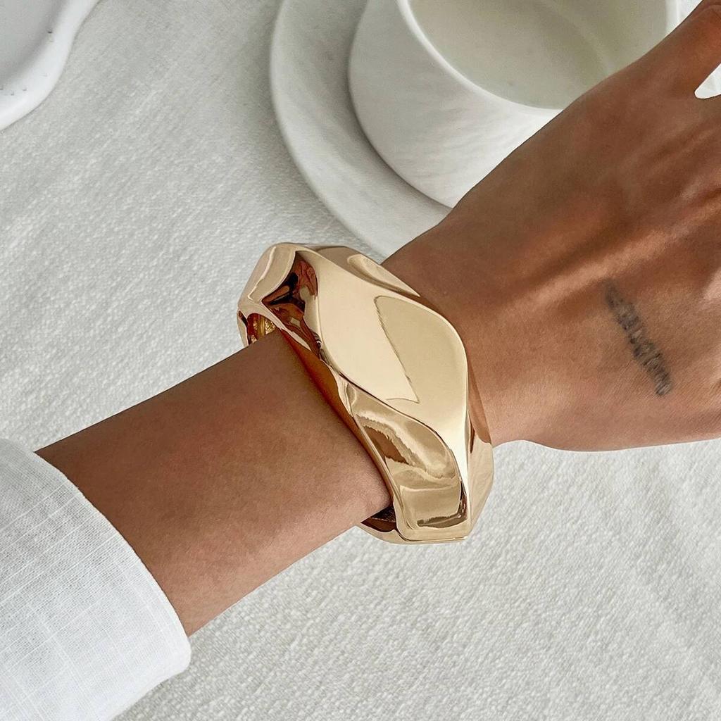 Salircon 3 Styles Punk New Irregular Wide Chunky Geometric Resin Bangles Women Men Hip Hop Stacking Bangle Bracelet Jewelry Gift