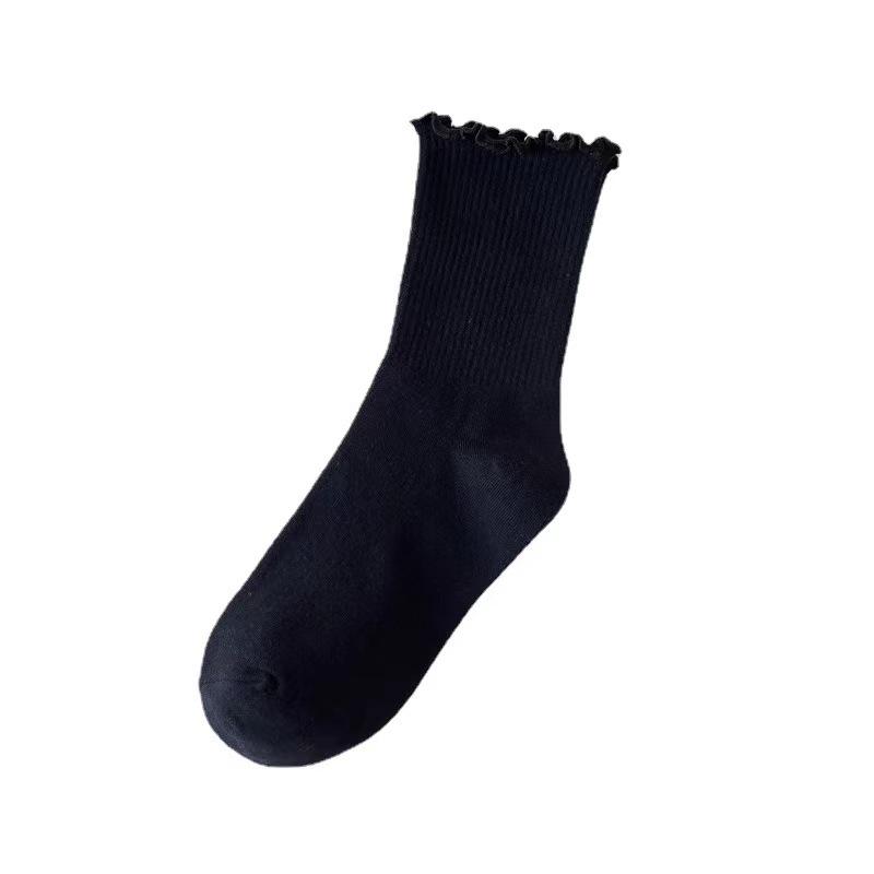 Women's Mid-Calf Ruffled Edge Socks, Autumn Japanese Style, Preppy Sweet Slouch Socks for Mary Jane Shoes