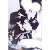 Used Yukata dress, adult size, princess gal style, floral, black, jirai-kei, ryousangata, rose