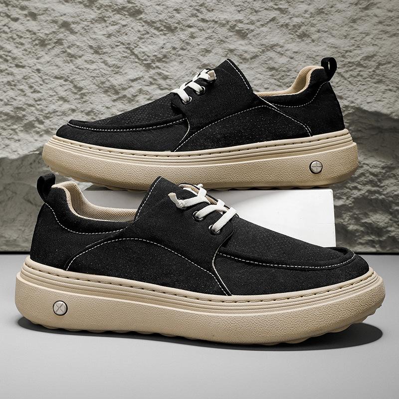 

Light luxury men s casual board shoes, breathable in summer, one pedal, lazy men s shoes, live broadcast thick-soled sports, wide-headed men s shoes 44 чёрный