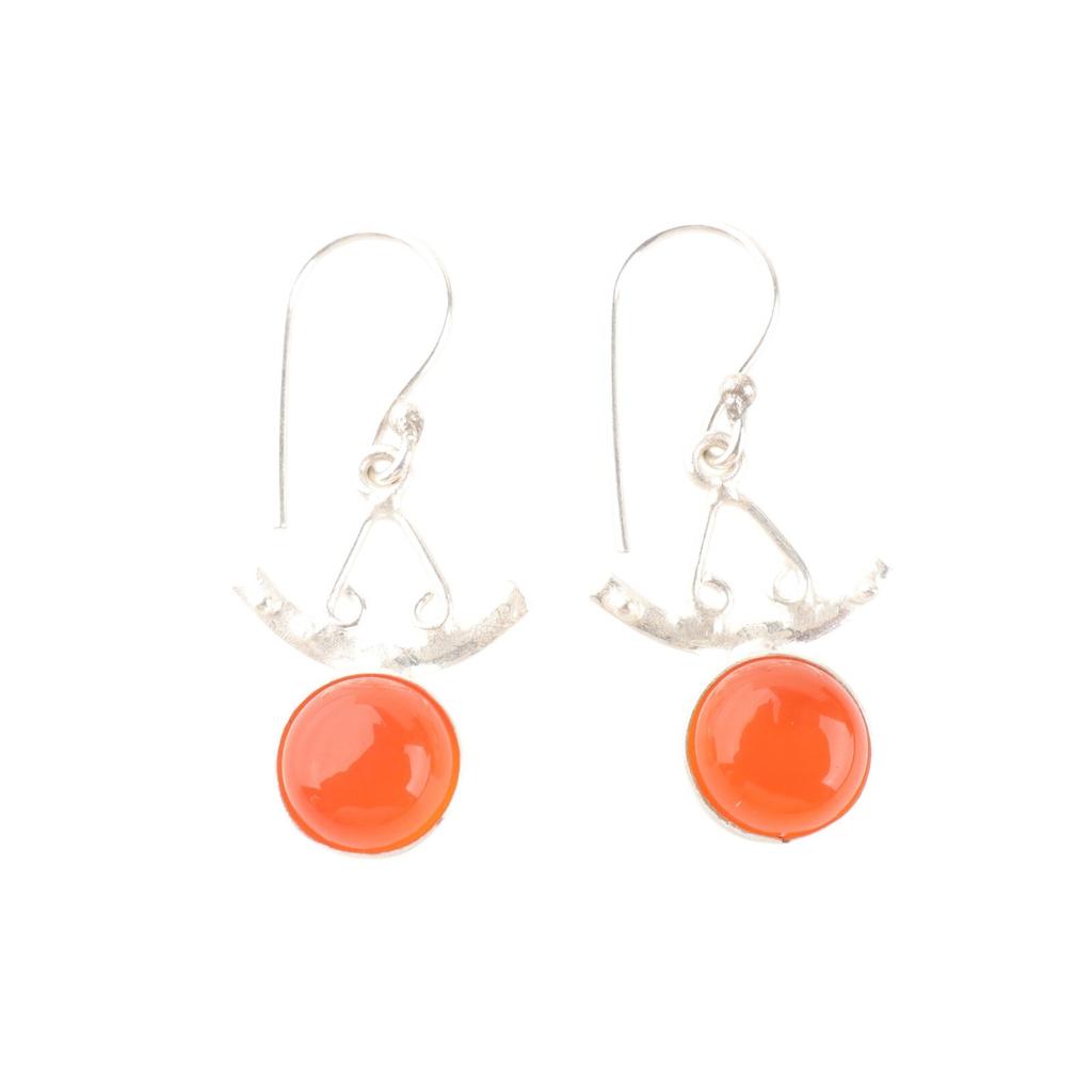 925 Stamped Silver Natural Carnelian Gemstone Handmade Jewelry Earrings 1.63" EE-152-21
