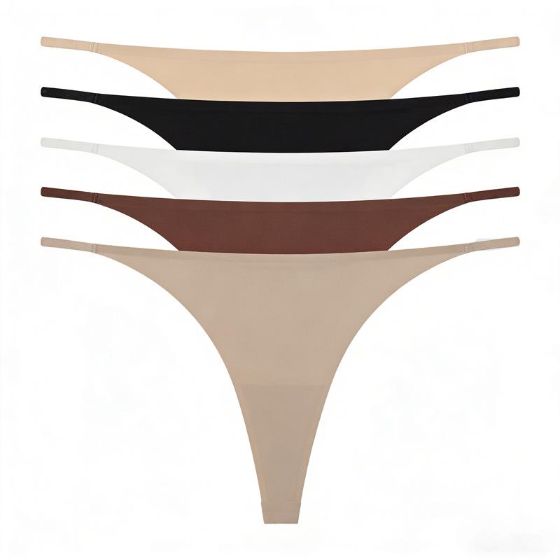 Sexy Ice Silk Low-Waist Seamless Thong - Women's Plus Size Sports Fitness Underwear