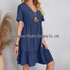 2026 Summer Women's Casual Short Sleeve Belted Flowy Dress
