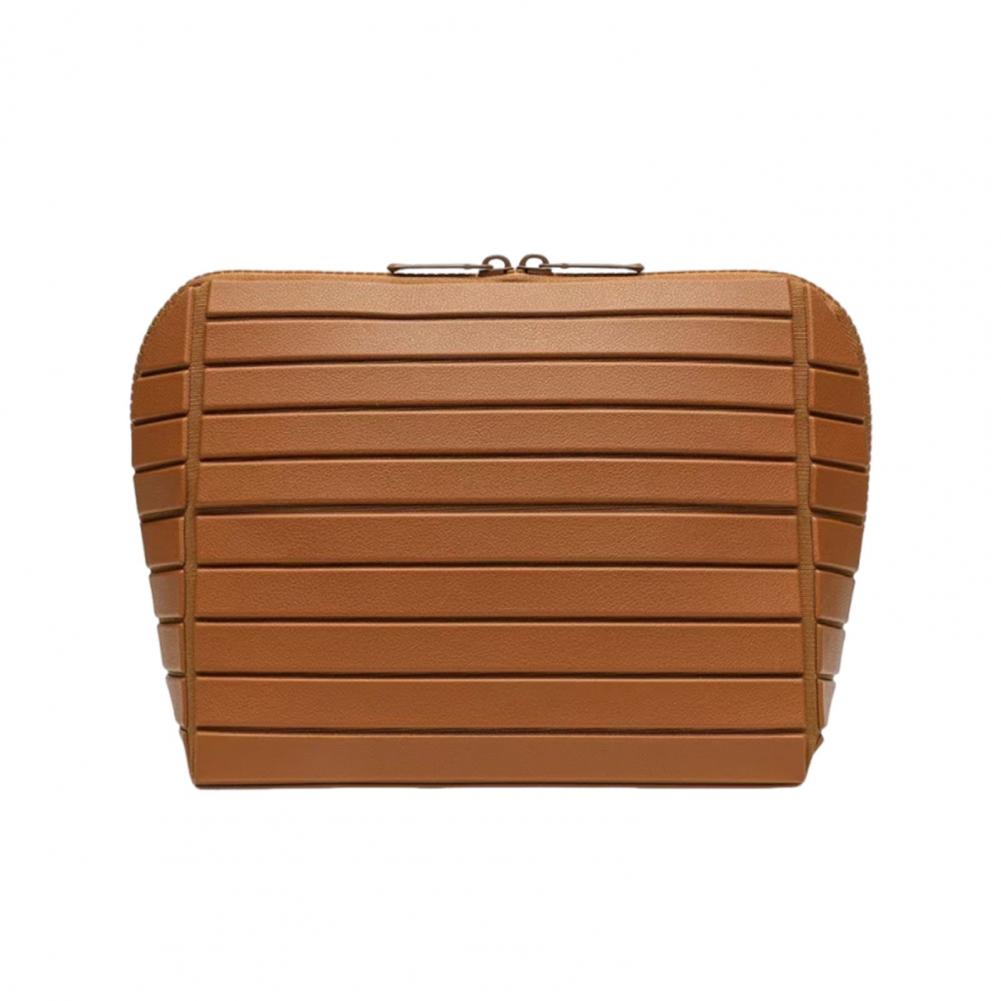 

Waterproof Makeup Bag Foldable Cosmetic Bag Waterproof Travel Makeup Bag with Removable Divider Foldable Cosmetic Organizer Case M коричневий
