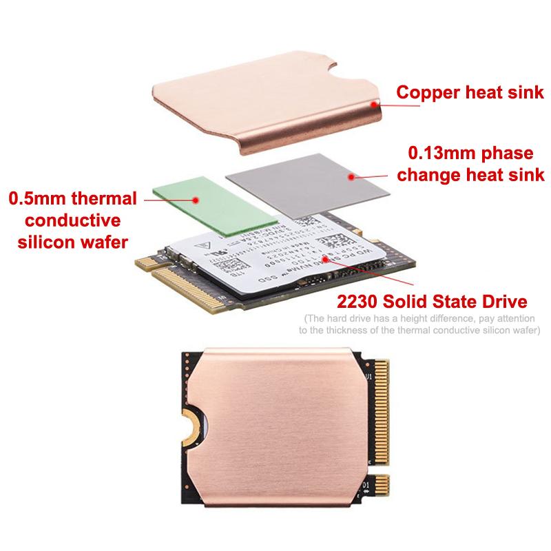 M.2 Hard Disk Copper Heatsink M.2 2230 Solid State Drives Cooling Thermal Cooler Radiator For Steam Deck Console Accessories