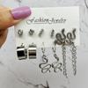 French Retro Pearl Circle Stud Earring Set - 6 Pieces for Women