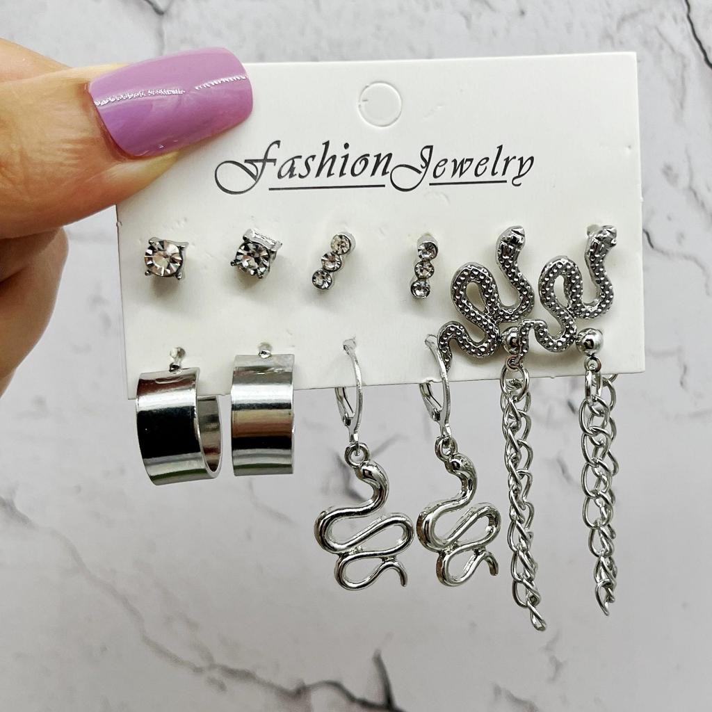 French Retro Pearl Circle Stud Earring Set - 6 Pieces for Women