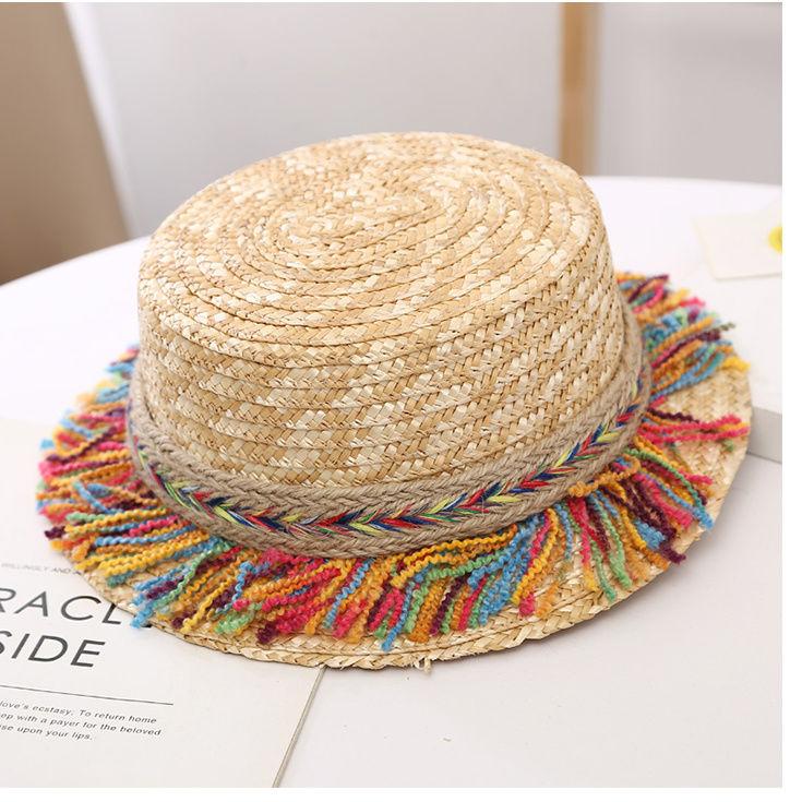 Kapelusz słoneczny do ochrony przed słońcem na plaży lato dla chłopców i dziewcząt słomkowy kapelusz do ochrony przed słońcem kapelusz z trawy