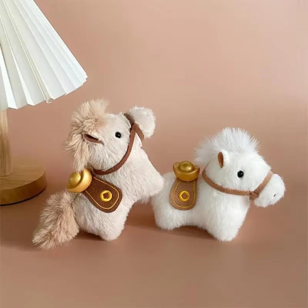 Cute Yuanbao Pony Plush Pony Keychain Year of Horse Long Hair Plush Horse Pendant Stuffed Animal Soft Bag Pendant Couple