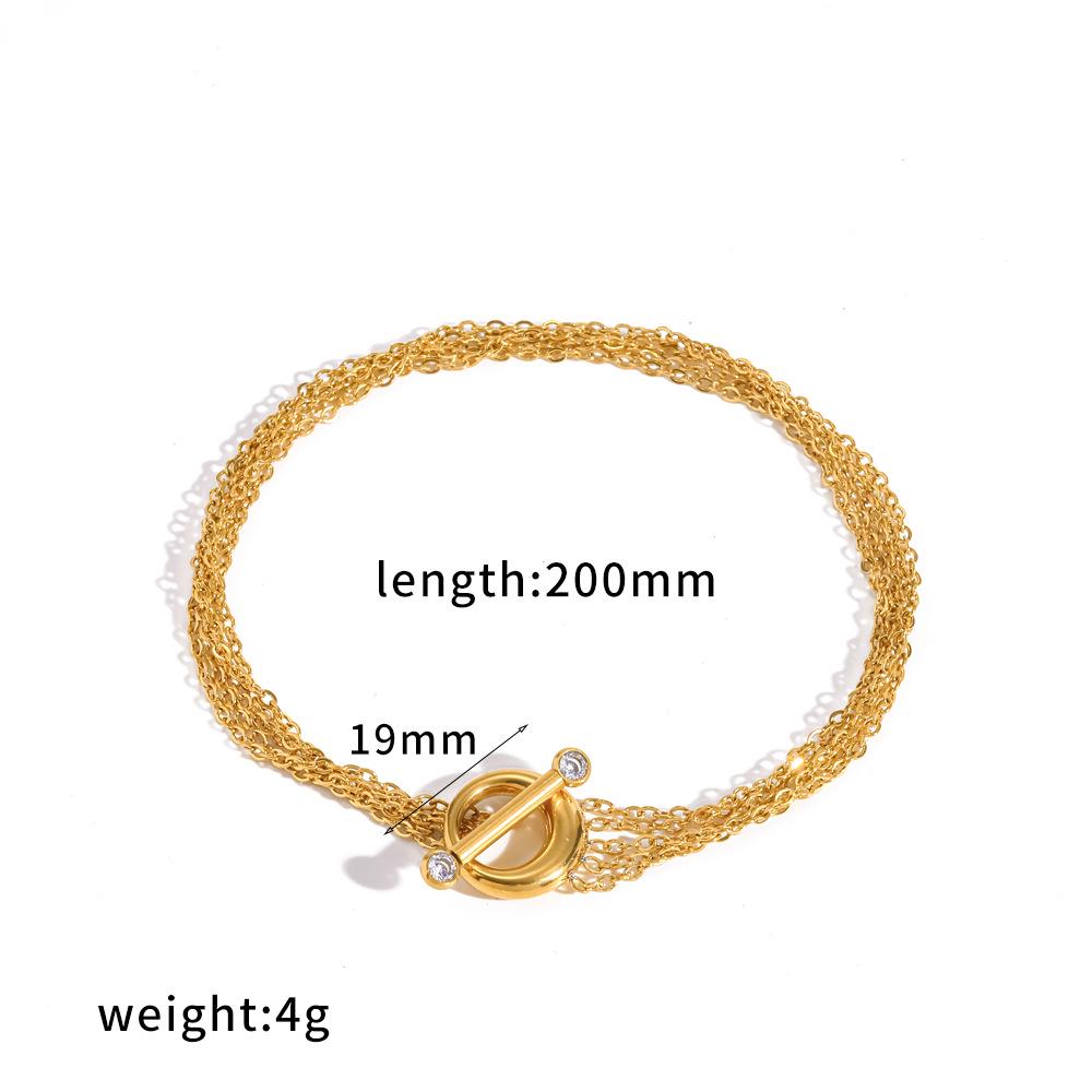Bracciale fai da te in acciaio al titanio europeo e americano – Catena in acciaio inossidabile placcata in oro 18k, anti-scolorimento
