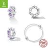 Purple Flower Diy Beads, Fresh And Elegant Simple S925 Silver Beaded Accessories Scc2212