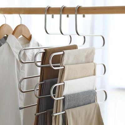 5 Layers Stainless Steel Clothes Hangers S Shape Pants Storage Hangers Clothes Storage Rack Multilayer Storage Cloth Hanger