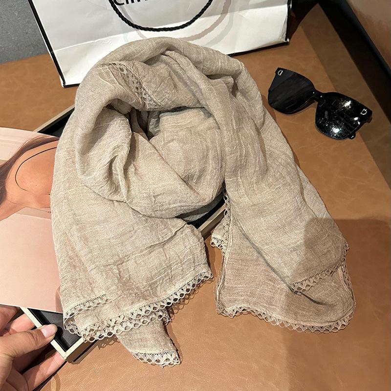 Scarf female autumn and winter new student small fresh literary solid color silk scarf multi-functional warm shawl scarf