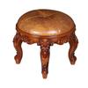 Retro Rzeźbiony Mały Stołek Luksusowa Skórzana Poduszka Kreatywne Niskie Siedzisko Elegancki Pokój Krzesło Sofa Stylowe Siedzisko Dekoracyjny Podnóżek