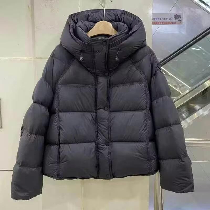 Down Jacket Women, New Short Hooded Loose Bread Jacket In Autumn and Winter, Thickened White Duck Down Warm Jacket
