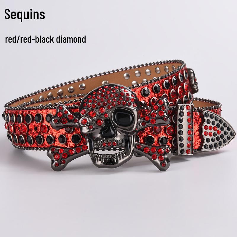 

Пряжка для ремня в стиле хип-хоп со стразами в виде черепа - Панк, европейский и американский стиль 105cm