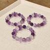 Natural Uruguay Amethyst Crystal Bracelet 12mm Round Beads Purple Mist Galaxy Style Unisex Fashion Accessory