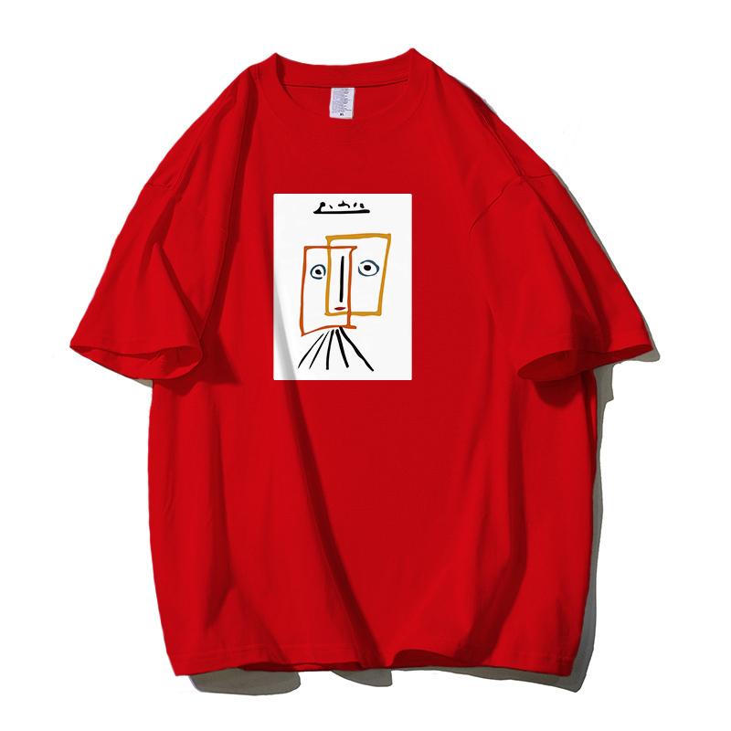 Shellsuning Cartoon Printing T-shirt Women Summer Fashion Casual Simple Short Sleeve 100% Cotton Soft Tees Female Oversized Basic Couple Tops