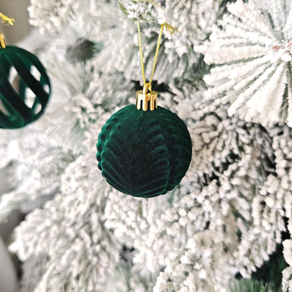 Velvet Flocked 6cm Plush Fabric Christmas Tree Ornaments, Set of 30 Pendants