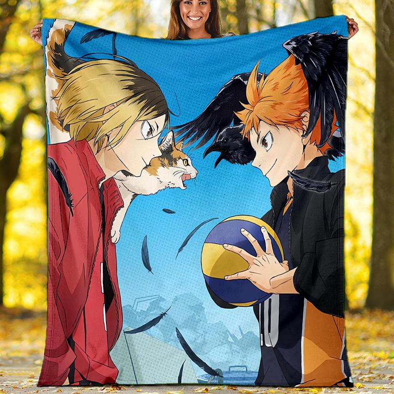 Haikyu Theme Printed Blanket - Perfect for Couch, Bed, Travel & Outdoor Use | Machine Washable, Cozy & Durable.