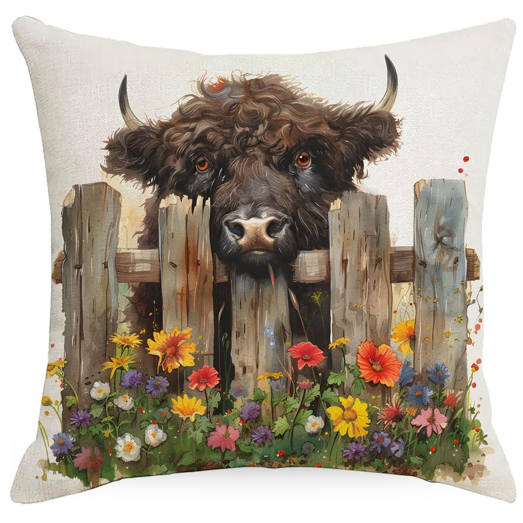Spring Farm Animal Cow Rabbit Dog Pillowcase Home Decoration Balcony Cushion Decoration Pastoral