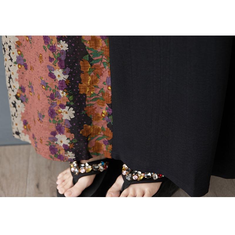 DIMANAF 2025 Plus Size Summer Dress Women Casual Vintage Long Dress Loose Floral Printing Oversized Dress Maxi