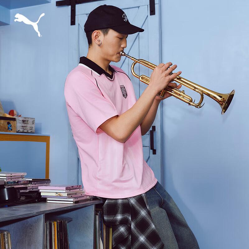 PUMA Unisex Retro Striped Colorblock Short-Sleeve Polo Shirt XL