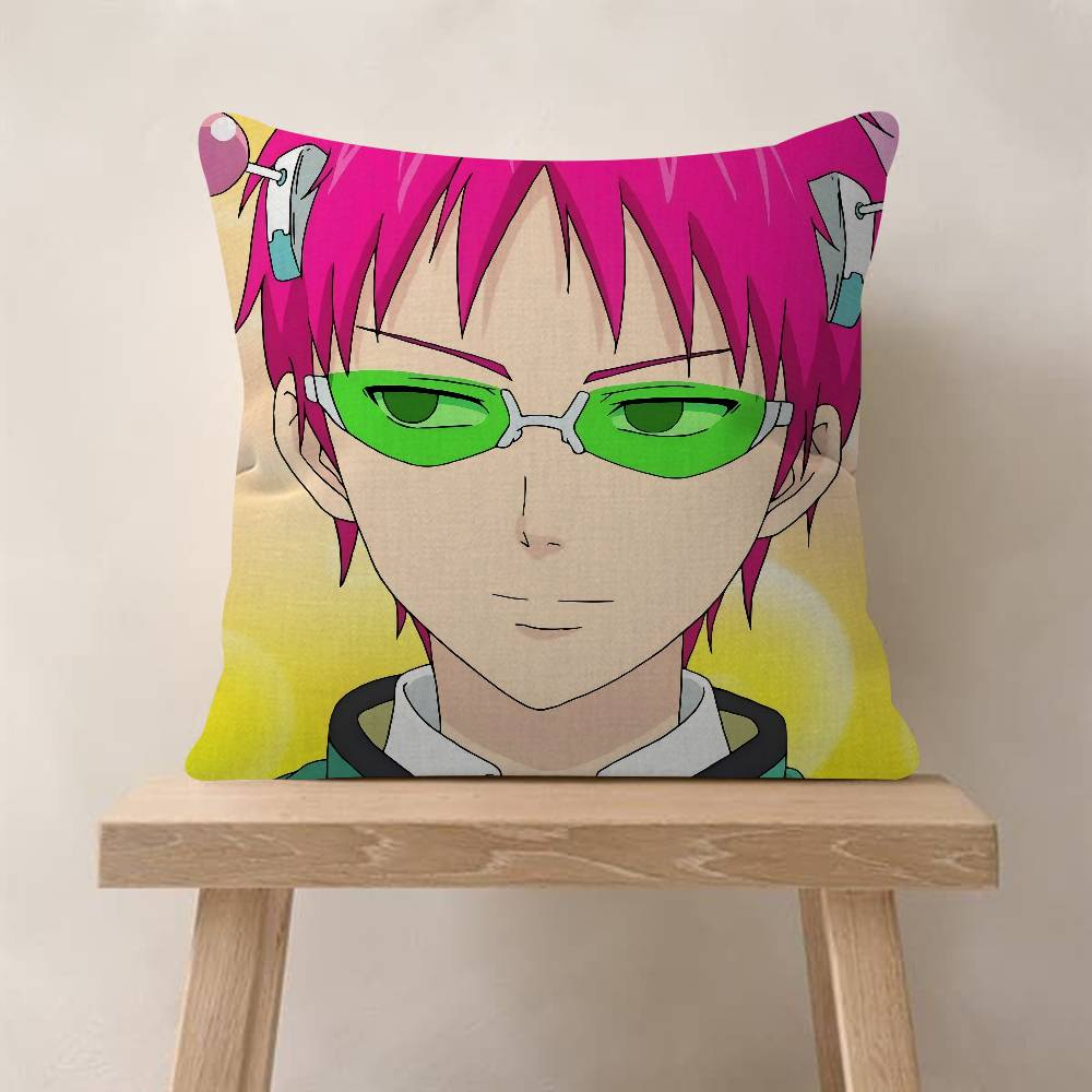 Classic Anime The Disastrous Life Of Saiki K Maple Design Cushion Cover Happy Autumn Harvest Decor Holiday Pillow Cover