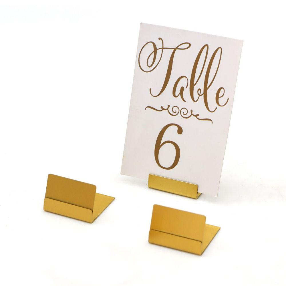 Gold Silver Name Card Holder L Shape Price Tag Clip Elegant Tabletop Card Holder  Event Decoration