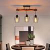 NETTLIFE Plafonnier 3 lampes - Design industriel - Spots réglables - Bois et métal - Douille E27