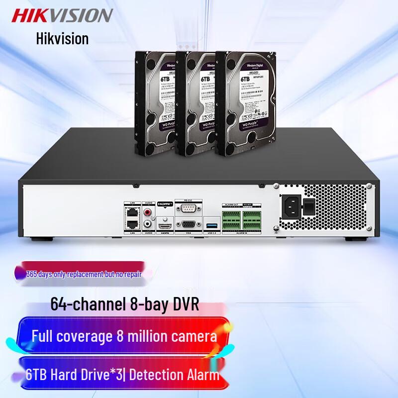 Hikvision DS-8864N-R8 64-канальный NVR с 8 отсеками и 3 жесткими дисками по 6 ТБ