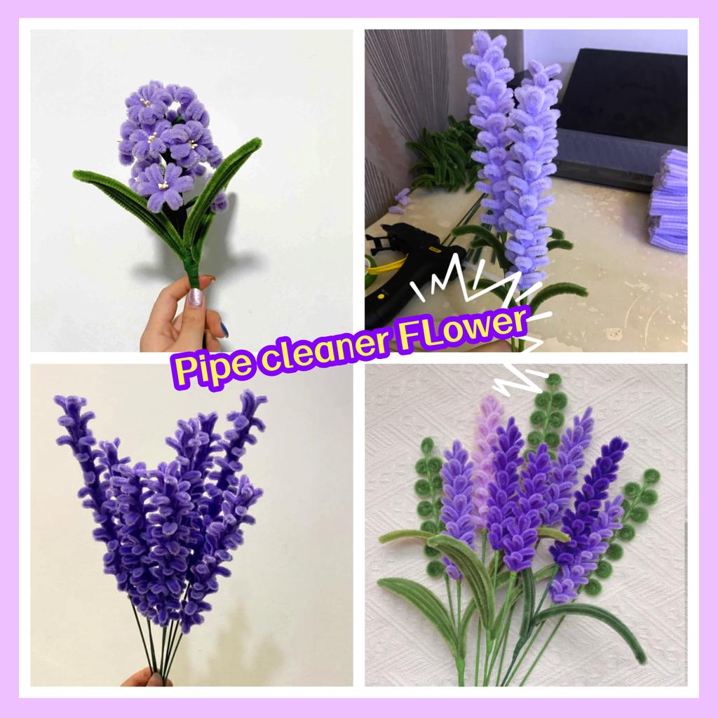 200 Pcs Pipe Cleaners Chenille Stem, Flowers Pipe Cleaner Craft, Colored Pipe Cleaner For Creative Handmade DIY Lavender Bouquet