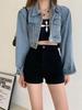 Spicy Girl 2025 Summer Women's High Waist Elastic Black Denim Shorts