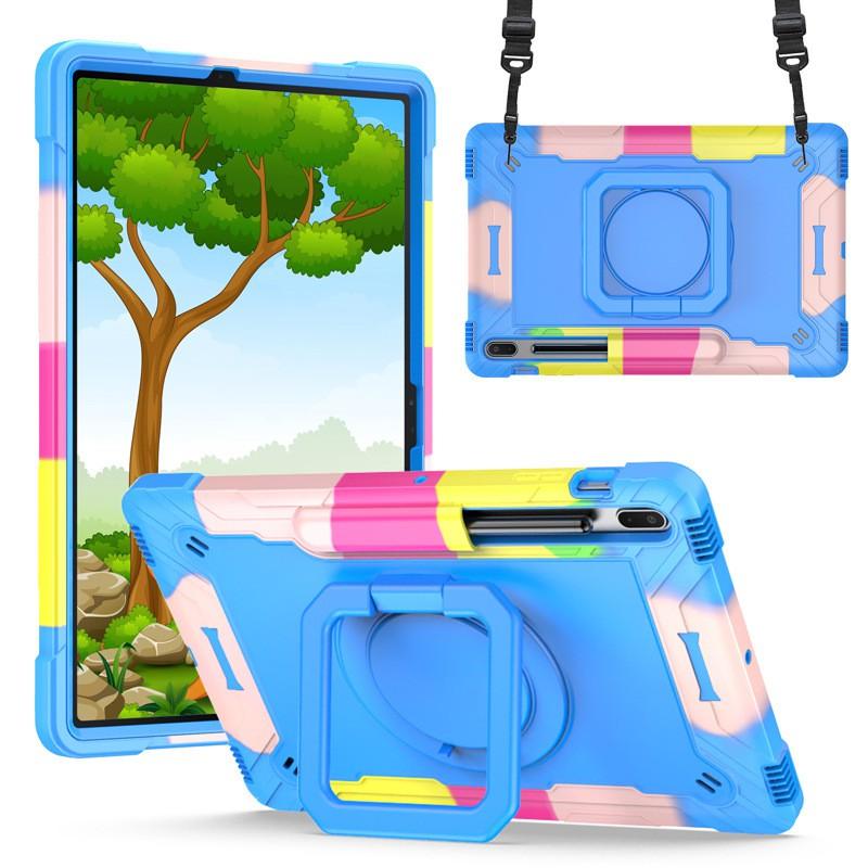 Shockproof Silicone PC Tablet Case With Strap Kickstand Galaxy Tab S7 S8 Plus - Multi Color Options