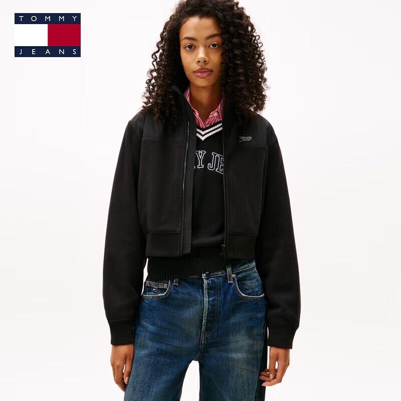 TOMMY JEANS Women's 2025 F/W Fleece Patchwork Zip Cardigan