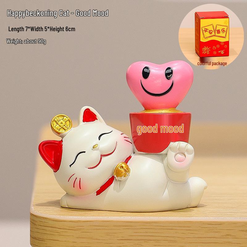 2025 Handmade Lucky Cat Ornament - Creative Cartoon Figure for Office Desk Decor and Cute Gifts