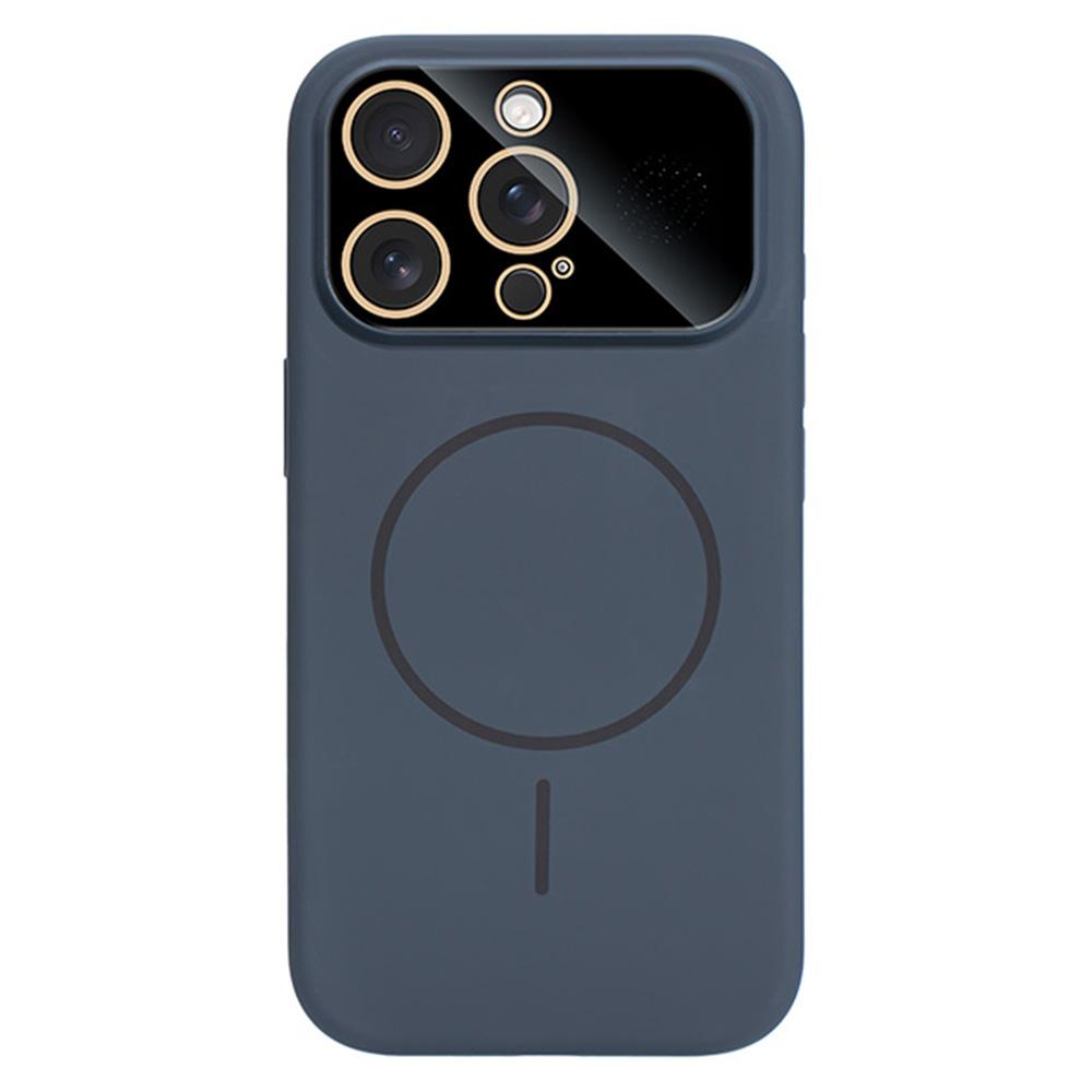 For iPhone 16 Pro Max Magnetic Case AI Button Liquid Silicone Phone Back Cover with Lens Film