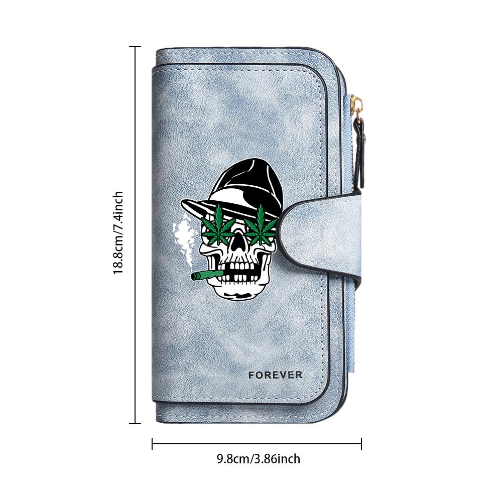 Gothic Skull Pattern Long Wallet Cool Men Women Casual Multi Card Slot Portable Purse