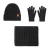 Warm Winter Knit Hat Scarf Gloves Set Men - Alpaca Blend Thick Lined Outdoor Cycling Accessory In Black Grey Coffee Navy