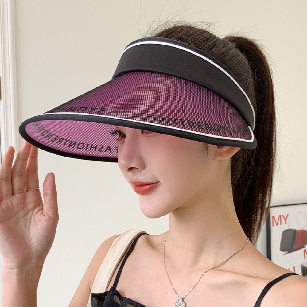 Anti-UV UV Protection Empty Top Visor Large Brim Lightweight Sun Protection Cap Breathable Korean Style Sunshade Cap for Summer