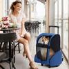 Rolling Pet Carrier, Pet Travel Backpack with Double Wheels & Telescopic Handle, Pet Carrier with Wheels, Pet Travel Carrier for Small Medium Cat Dog