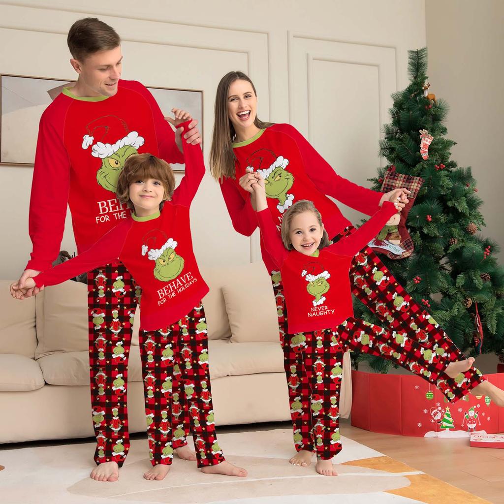 Christmas Family Matching Pajamas Sets, Mom Kid Baby Printed Sleepwear Sets