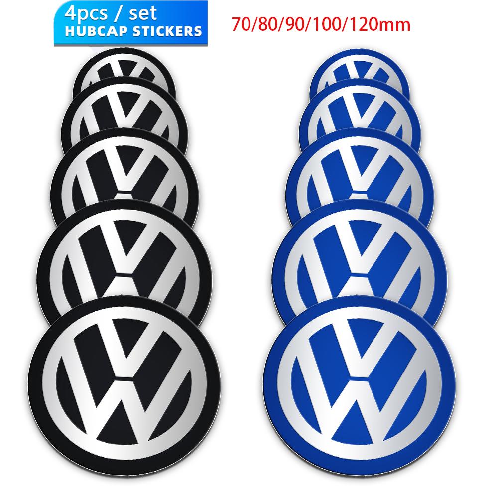 4pcs 70/80/90/100/120MM Car Wheel Center Covers Stickers Hub Cap Decals For Volkswagen VW R GTI Golf Polo GTI R Golf Polo Tiguan zg4