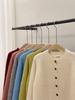 Women's Korean Round Neck Ruffled Hem Cardigan - Soft & Fluffy, Short Style for Early Autumn/Winter