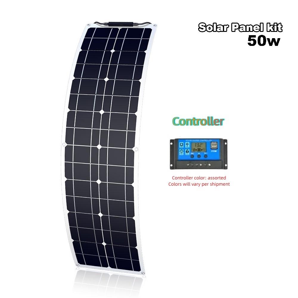 Pannello Solare 50W/100W Monocristallino Flessibile Kit Pannello Solare Sistema Caricabatterie