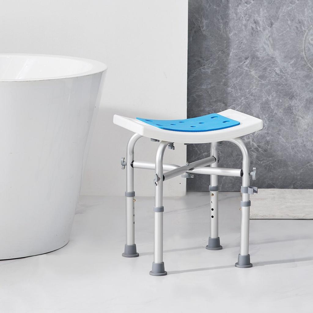 Shower Chair, Adjustable Height Shower Stool with Crossbar Support, Shower Seat for Inside Shower or Tub, Non-Slip Bench Bathtub Stool Seat for