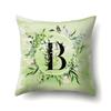 Polyester Pillowcase Car Decoration Small Fresh Green Leaves 26 English Letter Printing Pillow Cushion Cover