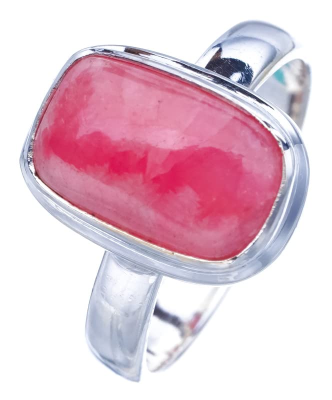 

StarGems® Natural Rhodonite Handmade 925 Sterling Silver Ring 8 F0393