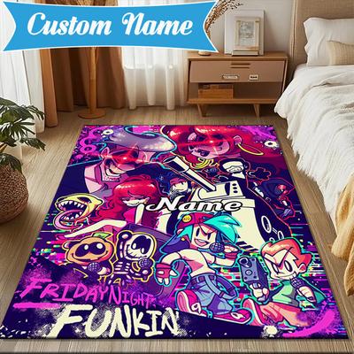 Custom Name Friday Night Rug for Living Room, Game Rooms, Office, Bedroom, Floor Mat Playful Design, Fan Gifts Christmas Decor
