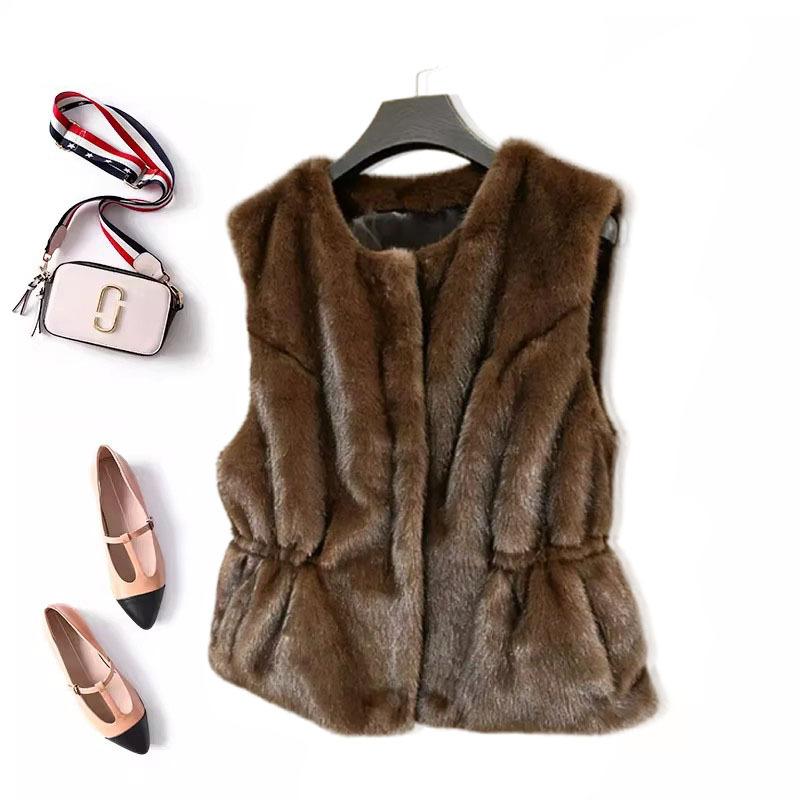 Fur fox fur vest vest fluff waist drawstring mink vest spring new chest protection warm back women